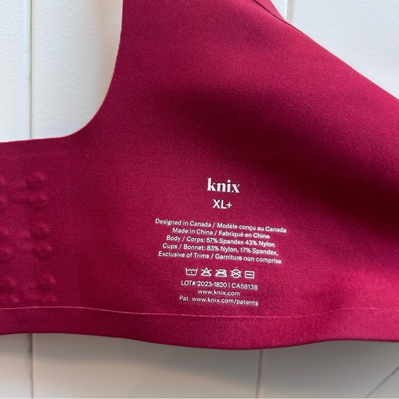 Knix Your Shadow Mesh Bra in Red Velvet. Size XL+ (38D/DD) - Picture 7 of 7